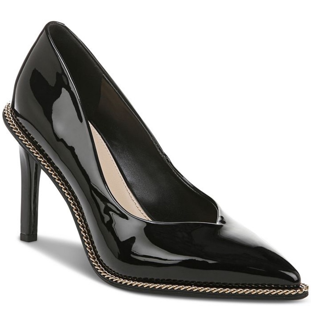 Brand New in Box Bar III Binsa Ball-Chain Pumps Black with gold chain